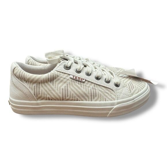 Taos Plim Soul Geometric Print White Tan Multi Canvas Sneaker Women’s Size 7 - Picture 1 of 10